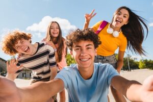 teen enjoying fellowship with other teens